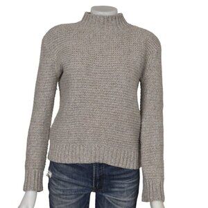 Roots Lambs Wool Sweater Gray Tan Long Sleeve Size Small